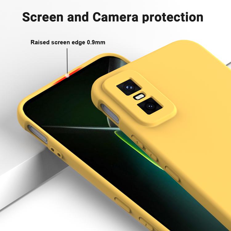 Funda de silicona líquida de color sólido para Infinix GT 30 Pro, a prueba de caídas y cobertura total (amarilla)