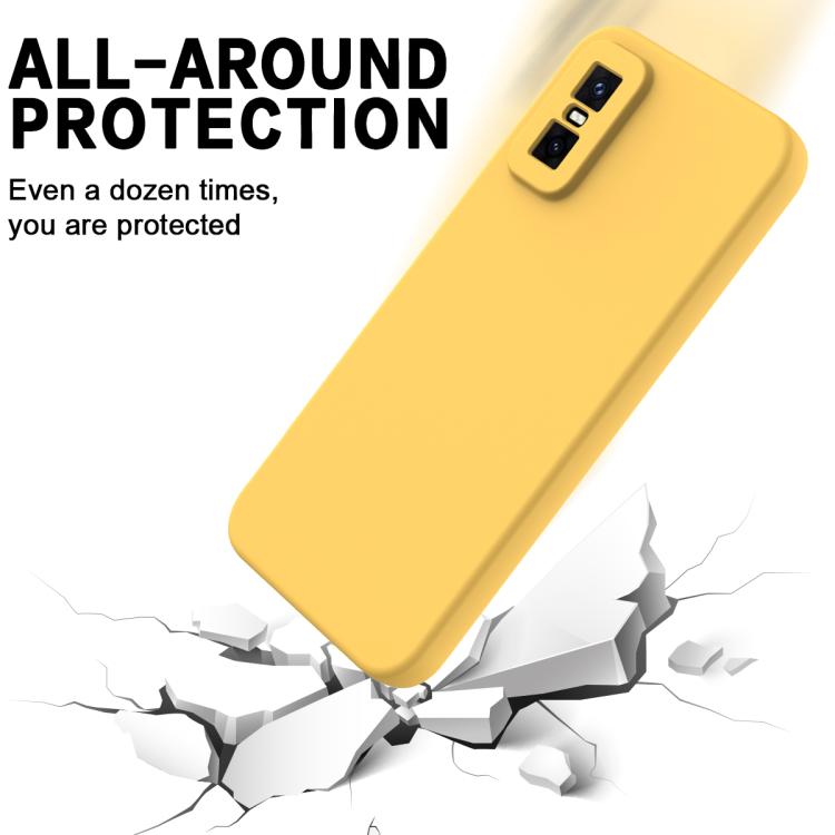 Funda de silicona líquida de color sólido para Infinix GT 30 Pro, a prueba de caídas y cobertura total (amarilla)