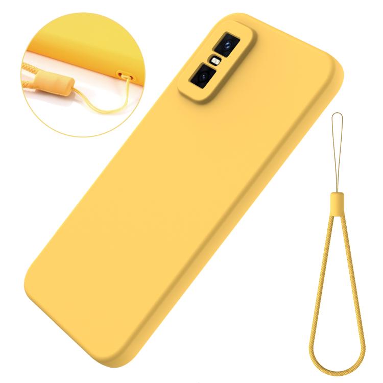 Funda de silicona líquida de color sólido para Infinix GT 30 Pro, a prueba de caídas y cobertura total (amarilla)