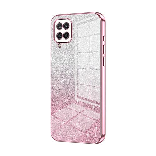 Estuche para Teléfono Samsung Galaxy A12 4G / 5G Galvanizado con Polvo de Brillo Degradado (Rosa)