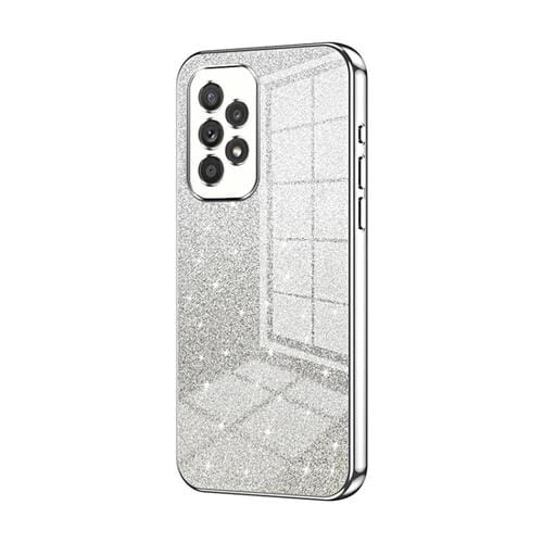 Estuche para Teléfono Samsung Galaxy A33 5G Galvanizado con Polvo de Brillo Degradado (Plateado)