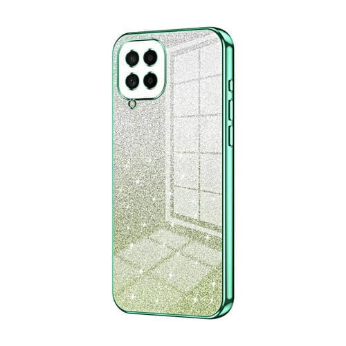 Estuche para Teléfono Samsung Galaxy M53 5G Galvanizado con Polvo de Brillo Degradado (Verde)