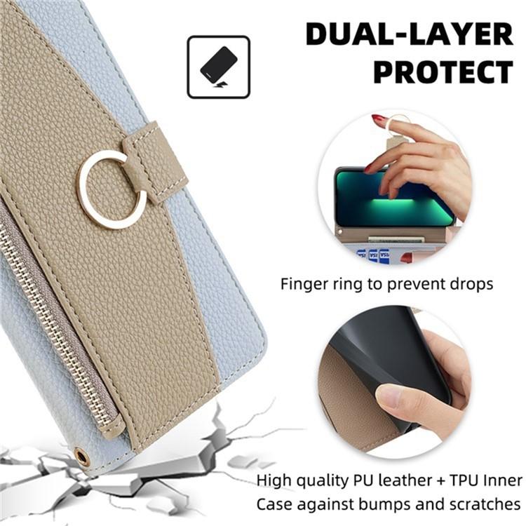 Funda de Cuero con Textura de Lichi para TCL 50 Nxtpaper 5G y 50 Pro Nxtpaper 5G (Azul)