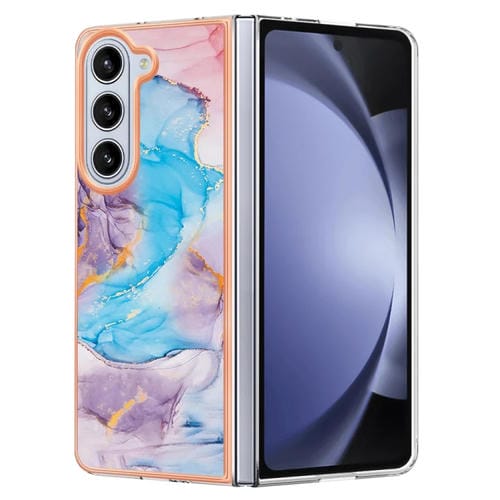 Caja de teléfono Samsung Galaxy Z Fold5 5G Imd TPU con Galvanoplastia (Mármol Azul)