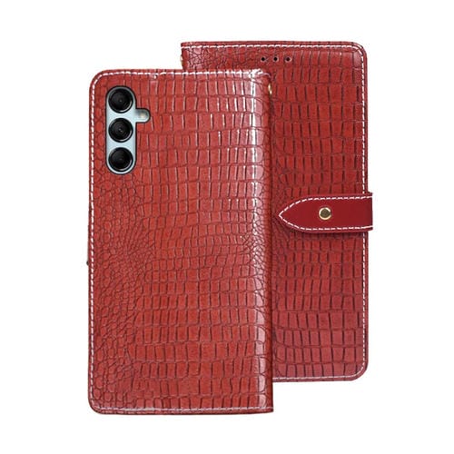 Funda para Teléfono Samsung Galaxy M34 5G F34 5G Idewei Cuero Textura de Cocodrilo (Rojo)