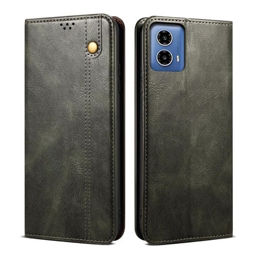 Funda de Cuero Crazy Horse con Cera de Aceite para Motorola Moto G34 5G/G45 5G (Verde)