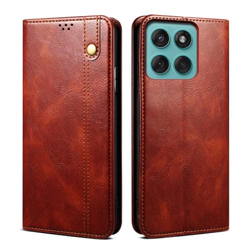 Funda de cuero con textura Crazy Horse y cera de aceite para Motorola Moto G56 5G (marrón)