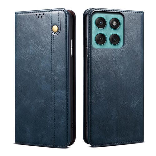Funda de cuero con textura Crazy Horse para Motorola Moto G56 5G (azul)