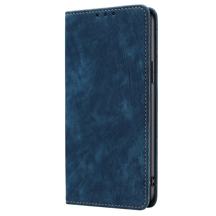 Funda de Cuero Magnética con Cepillo Antirrobo RFID para Teléfono Itel A50C 4G (Azul)