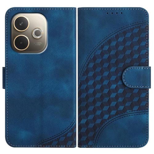 Funda de Cuero con Relieve de Cabeza de Elefante para Oppo A5 Pro 5G con Cordón (Azul Real)