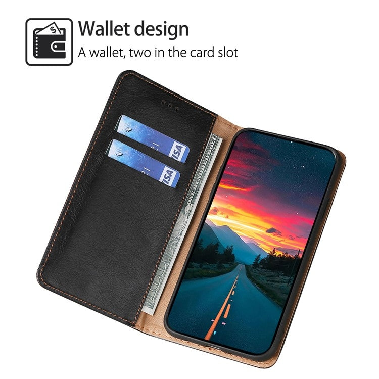 Funda de Cuero Magnética para Teléfono Itel P65 con Acabado Brillante (Negro)