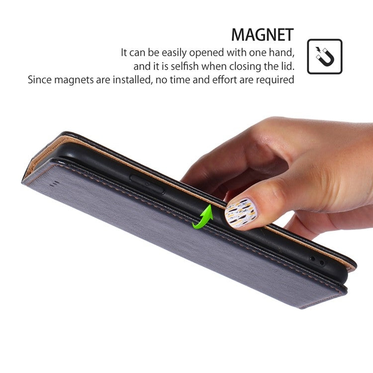 Funda de Cuero Magnética para Teléfono Itel P65 con Acabado Brillante (Negro)