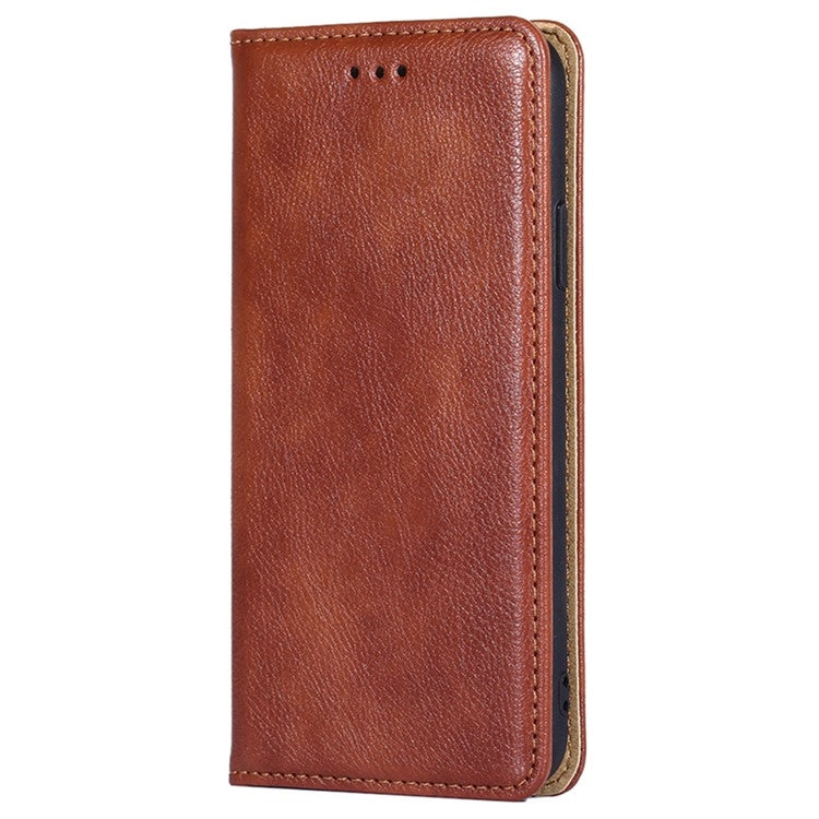 Funda de Cuero Magnética Itel P65 con Acabado Brillante (Marrón)