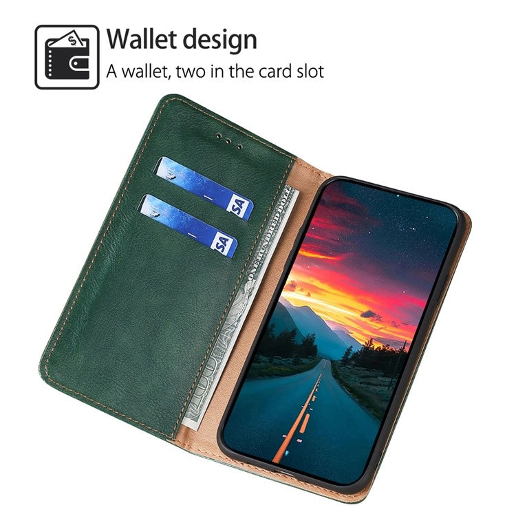 Funda de Cuero Magnética para Teléfono Itel P65 con Acabado Brillante (Verde)