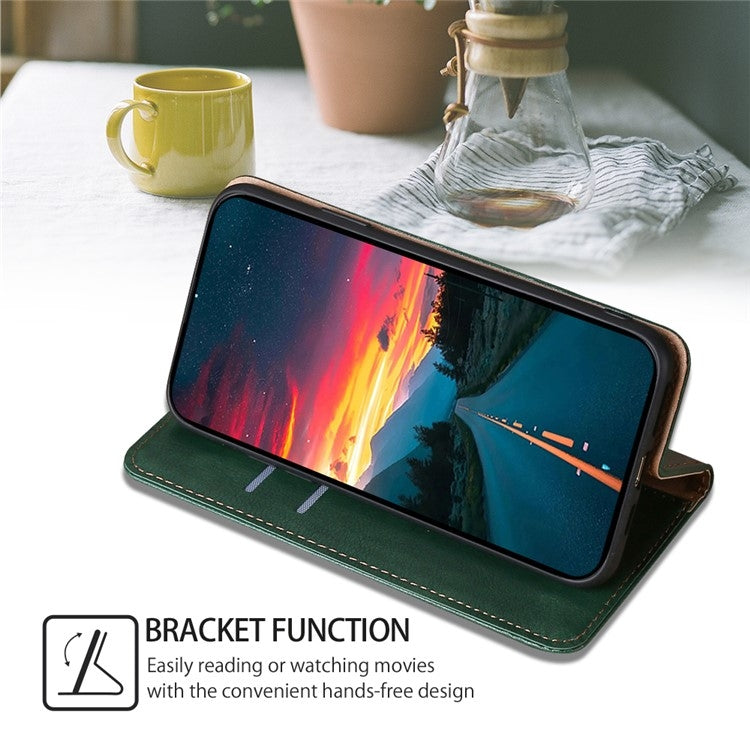 Funda de Cuero Magnética para Teléfono Itel P65 con Acabado Brillante (Verde)