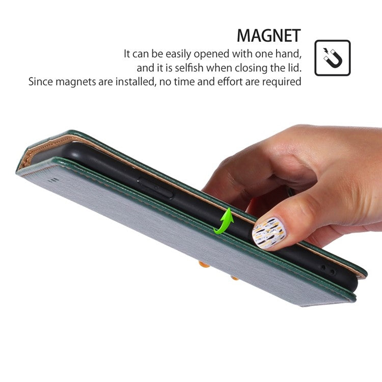 Funda de Cuero Magnética para Teléfono Itel P65 con Acabado Brillante (Verde)