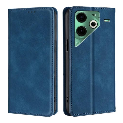 Funda de Cuero Magnética para Tecno Pova 6 Neo 4G (Azul)