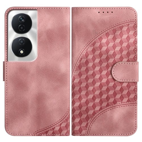 Funda de Cuero para Honor X7B Yx0060 con Relieve y Cabeza de Elefante con Cordón (Rosa)