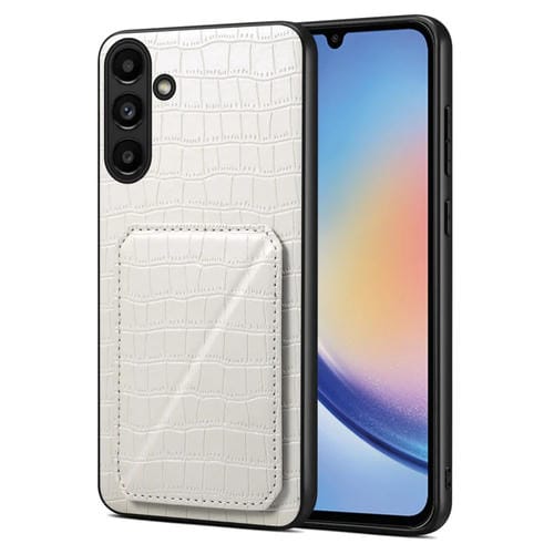 Funda Trasera Samsung Galaxy A34 5G Denior Piel Cocodrilo Imitación con Soporte (Blanco)