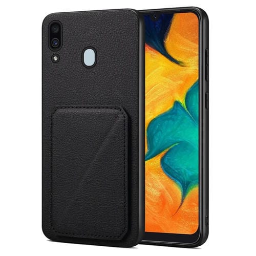Funda Trasera para Samsung Galaxy A20 / A30 Denior Piel de Becerro de Imitación con Soporte (Negro)