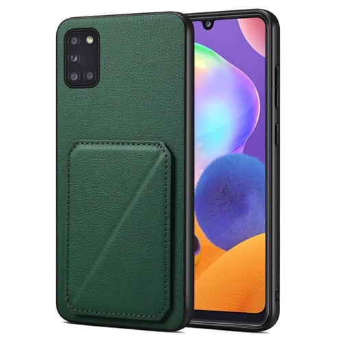 Funda para Teléfono Samsung Galaxy A31 Denior Parte Trasera de Piel de Becerro de Imitación con Soporte (Verde)