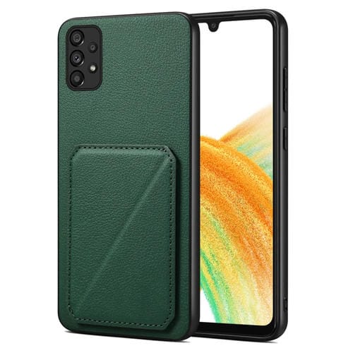Funda para Teléfono Samsung Galaxy A33 Denior con Soporte y Parte Trasera de Piel de Becerro de Imitación (Verde)