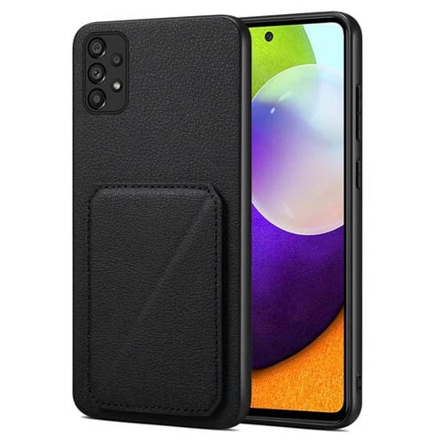 Funda Trasera Samsung Galaxy A52 5G 4G A52S Denior Piel de Becerro Imitación con Soporte (Negro)