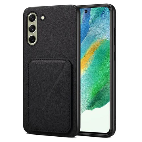 Funda Trasera Samsung Galaxy S21 FE 5G Denior Piel de Becerro de Imitación con Soporte (Negro)