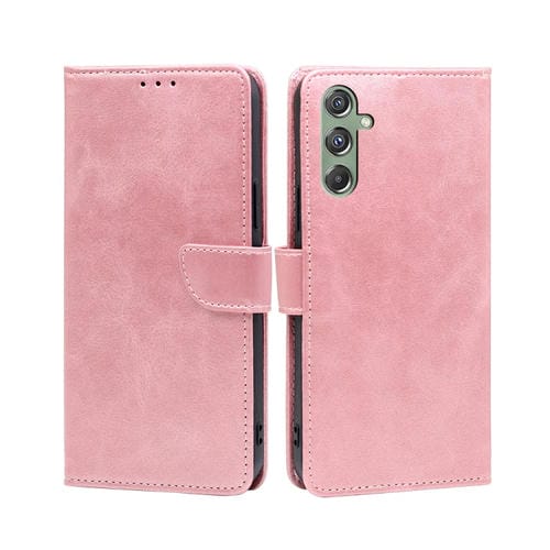 Funda para Teléfono Samsung Galaxy M34 5G F34 5G Cuero con Tapa Hebilla Textura Becerro (Oro Rosa)