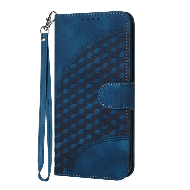 Funda de Cuero con Relieve de Cabeza de Elefante para Sharp Aquos R9 Pro con Cordón (Azul Real)