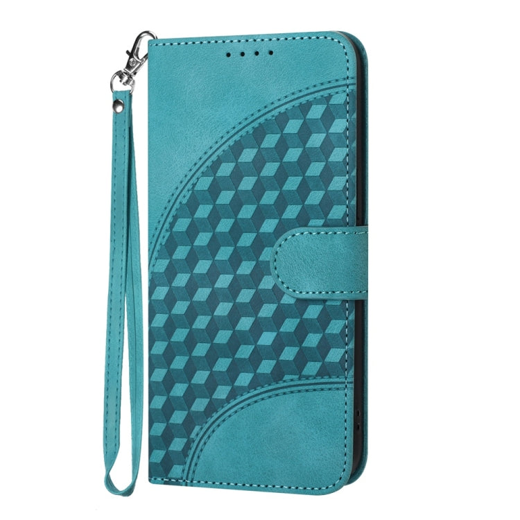 Funda de Cuero con Relieve de Cabeza de Elefante para Sharp Aquos R9 Pro con Cordón (Azul Claro)