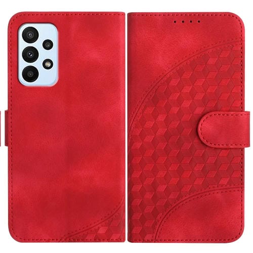 Funda para Samsung Galaxy A23 4G Yx0060 de Cuero con Relieve y Cabeza de Elefante con Cordón (Rojo)