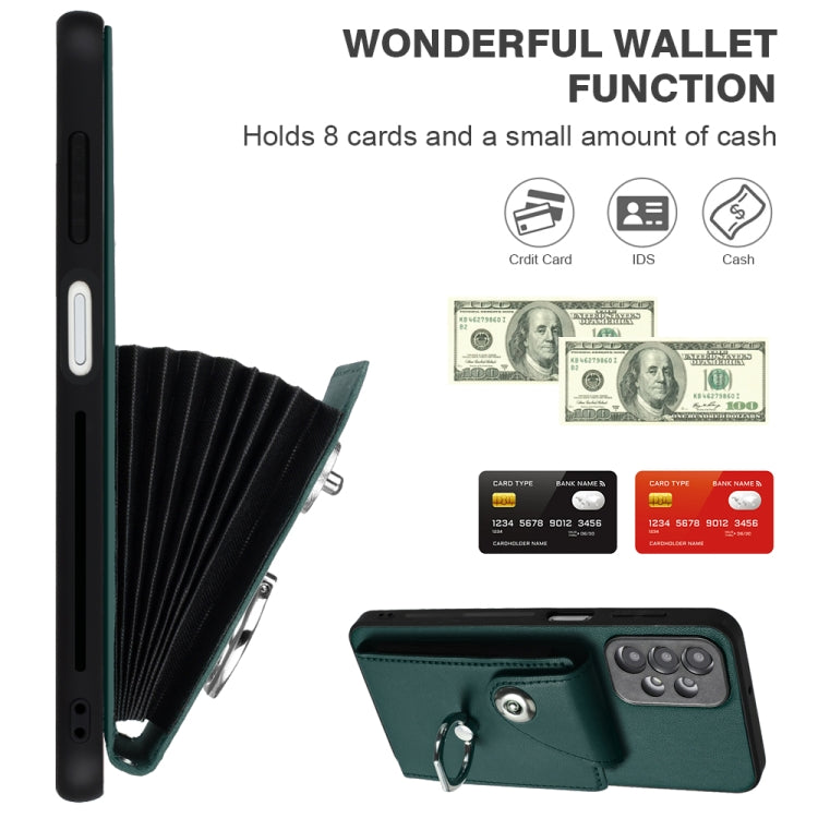 Bolsa para Tarjeta Samsung Galaxy A13 4G Funda con Soporte para Anillo y Cordón (Verde)