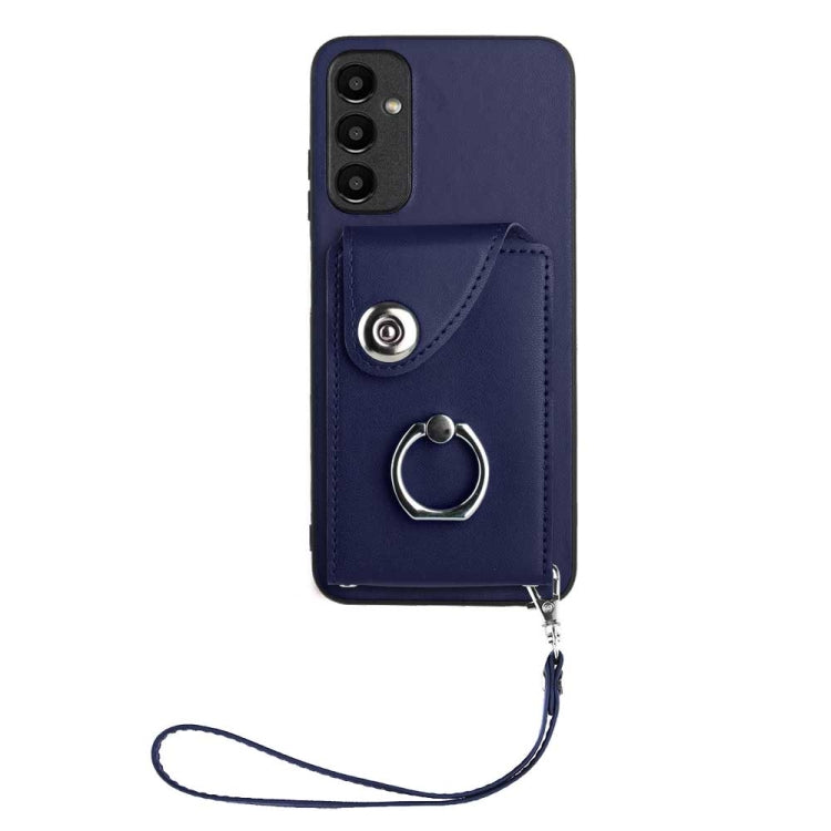 Bolsa para Tarjeta de Órgano para Samsung Galaxy A14 5G Funda con Soporte para Anillo y Cordón (Azul)