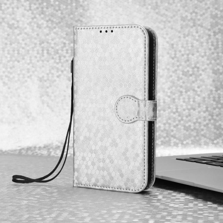 Funda de cuero con textura de panal de abeja para Tecno Pop 10 / Infinix Smart 10 4G (plateada)