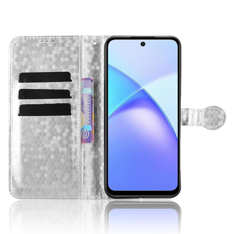 Funda de cuero con textura de panal de abeja para Tecno Pop 10 / Infinix Smart 10 4G (plateada)