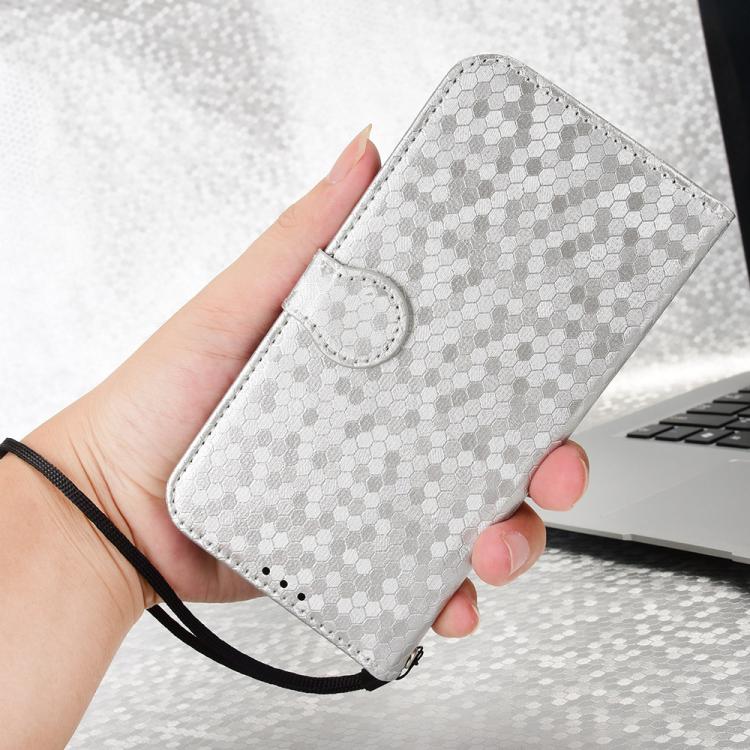 Funda de cuero con textura de panal de abeja para Tecno Pop 10 / Infinix Smart 10 4G (plateada)