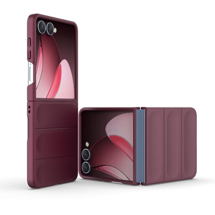 Funda plegable de PC a prueba de golpes con protección mágica para Samsung Galaxy Z Flip7 5G (rojo vino)