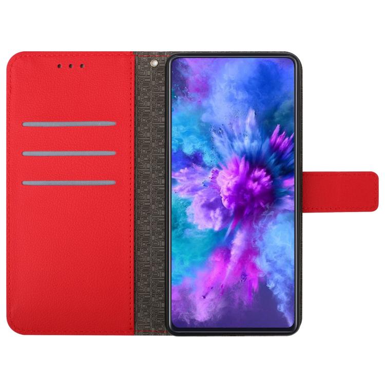 Funda de Cuero para OnePlus 13R con Textura de Cuadrícula Rómbica (Rojo)