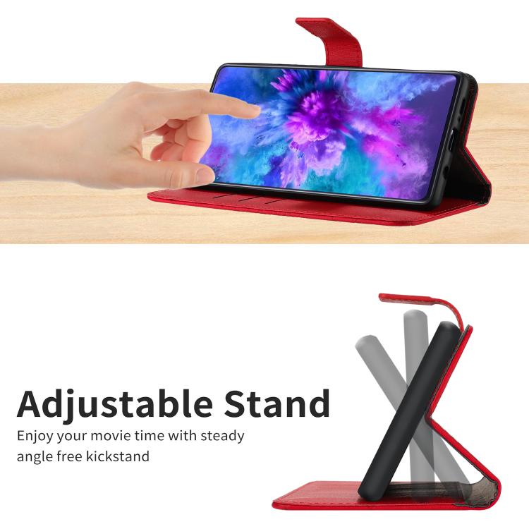Funda de Cuero para OnePlus 13R con Textura de Cuadrícula Rómbica (Rojo)
