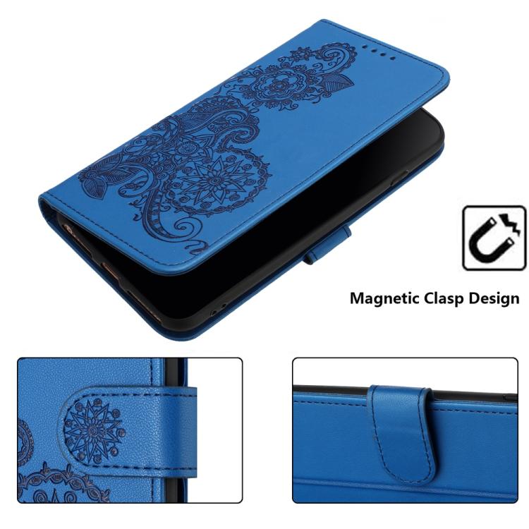 Funda de Cuero con Tapa para Huawei P50 Pro Diseño Flor de Datura (Azul)