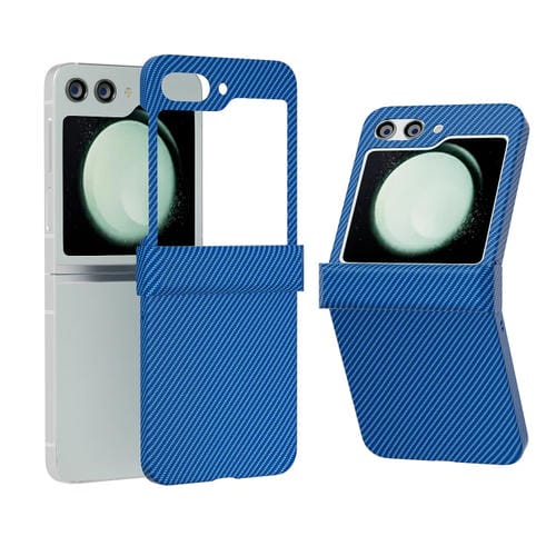 Funda para Teléfono Samsung Galaxy Z Flip5 5G Fibra de Carbono con Adhesivo de Agua (Azul)