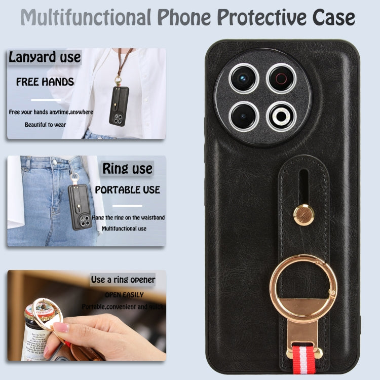 Funda de Cuero con Correa para el Cuello para Tecno Spark 30 Pro 4G (Negra)