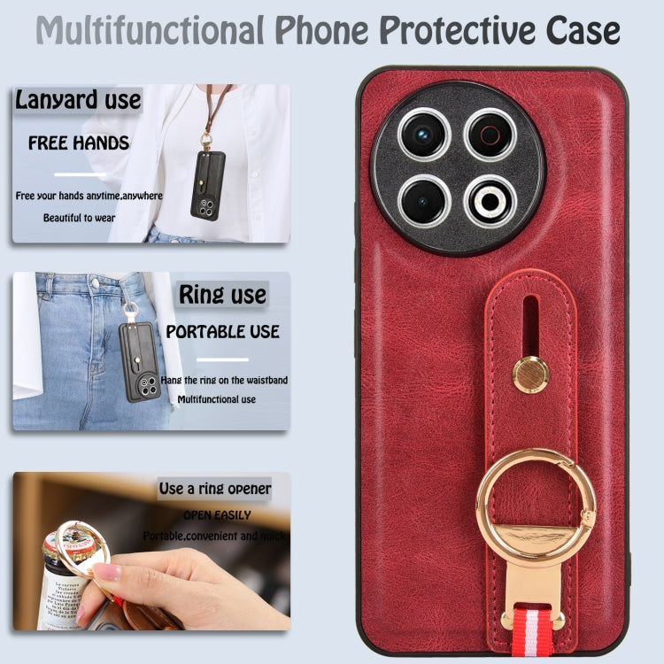 Funda de Cuero con Correa para El Cuello para Tecno Spark 30 Pro 4G (Rojo)