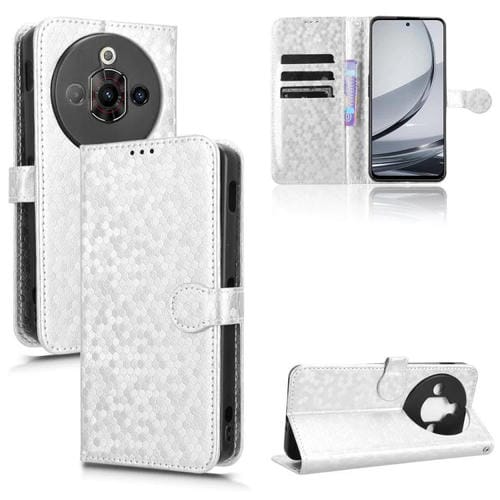 Funda de Cuero ZTE Nubia Focus Pro 5G Textura de Puntos Panal (Plateada)