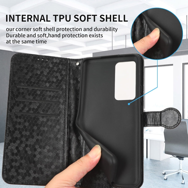 Funda de Cuero con Textura de Puntos Panal para OnePlus 13 5G (Azul)