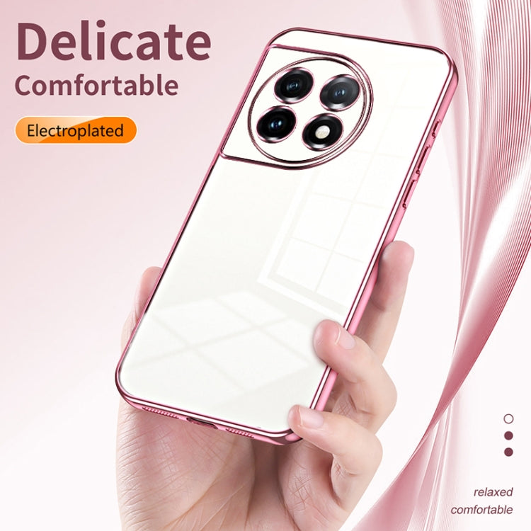 Funda para OnePlus 11 con Orificio Fino y Revestimiento Transparente (Rosa)