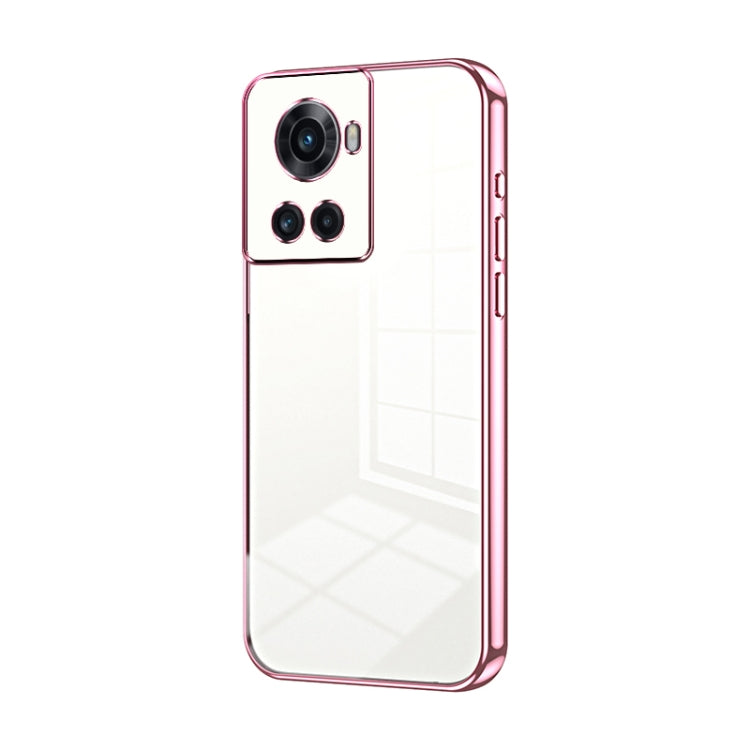 Funda para Teléfono OnePlus Ace / 10R con Orificio Fino y Revestimiento Transparente (Rosa)