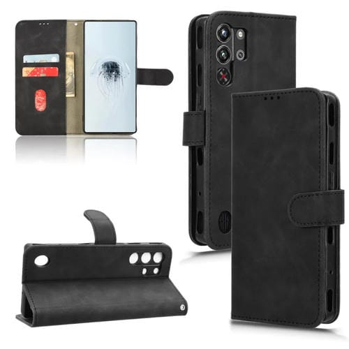 Funda de Cuero con Tapa Magnética para ZTE Nubia Red Magic 10 Pro (Negro)