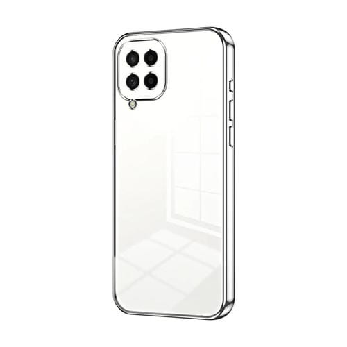 Funda para Teléfono Samsung Galaxy M53 5G con Orificio Fino y Revestimiento Transparente (Plateado)
